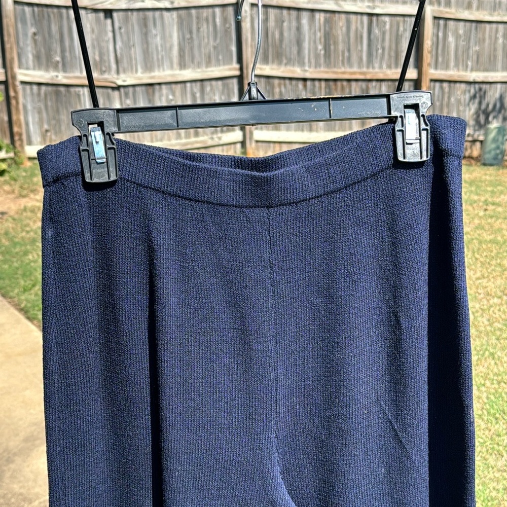 St. John Basics Santana Knit Navy Blue sz 12 Pull On Pants No Pockets
